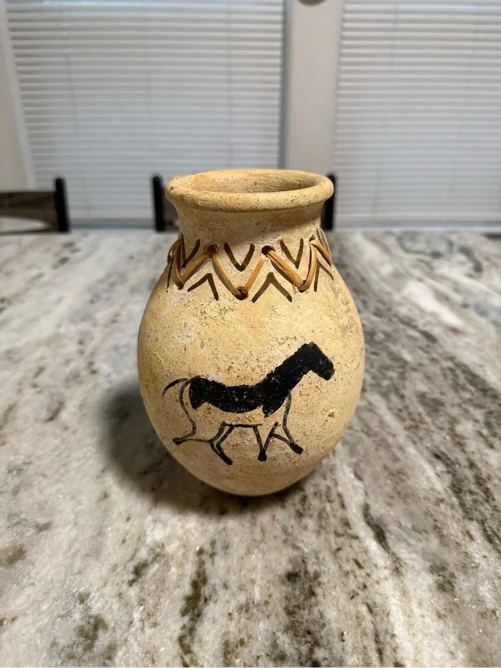 Southwestern Horse Pottery Vase 7” Tribal Rustic Decor